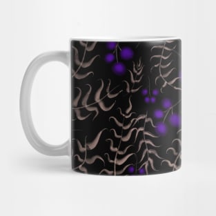 Watercolor Bronze Leaves and Purple Berries Pattern Mug